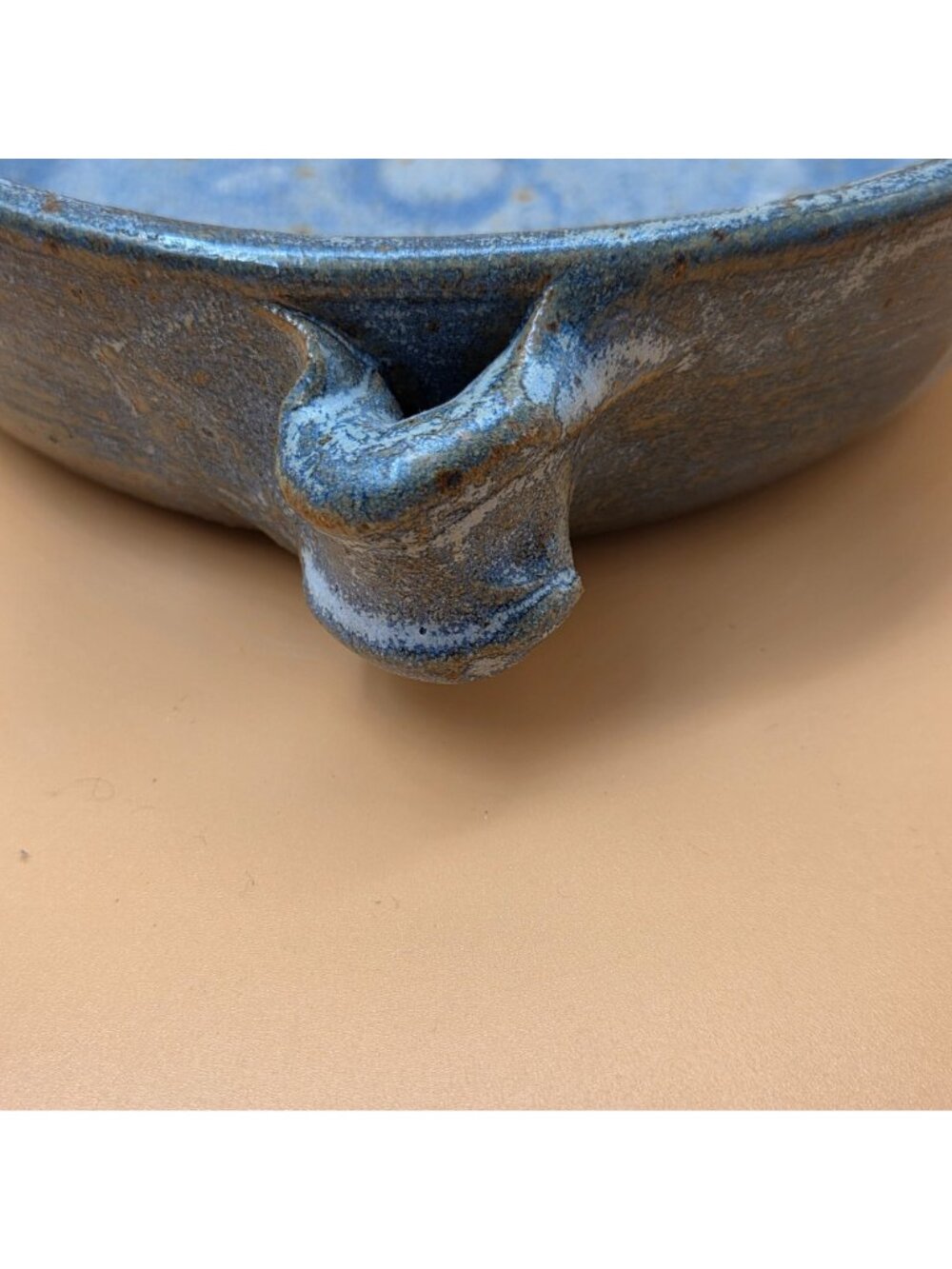Studio Art Pottery Handled Bowl Two Tone Blue White Stoneware R Shanks 2011 - Picture 7 of 9